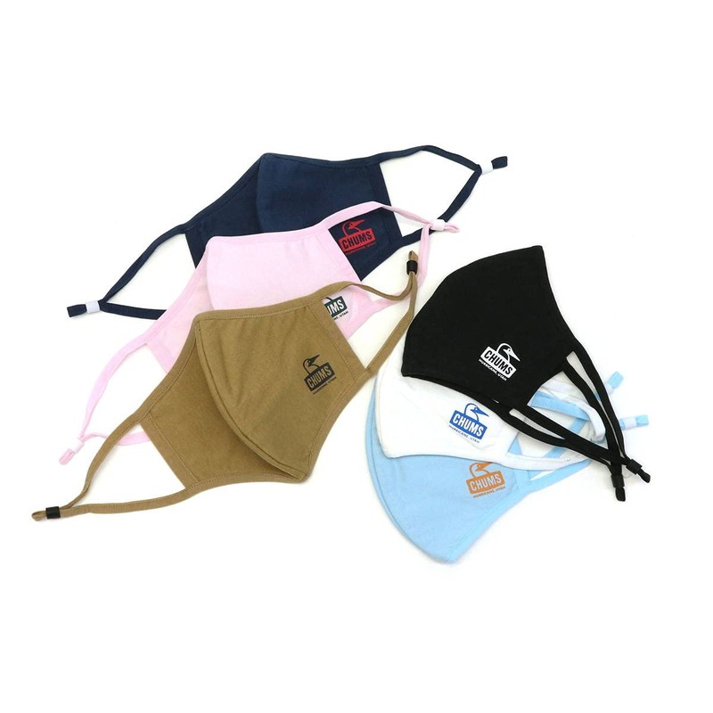 CHUMS CH09-1252 BlackxWhite/K004 S Mask, Cloth Mask, Light Cotton, Set
