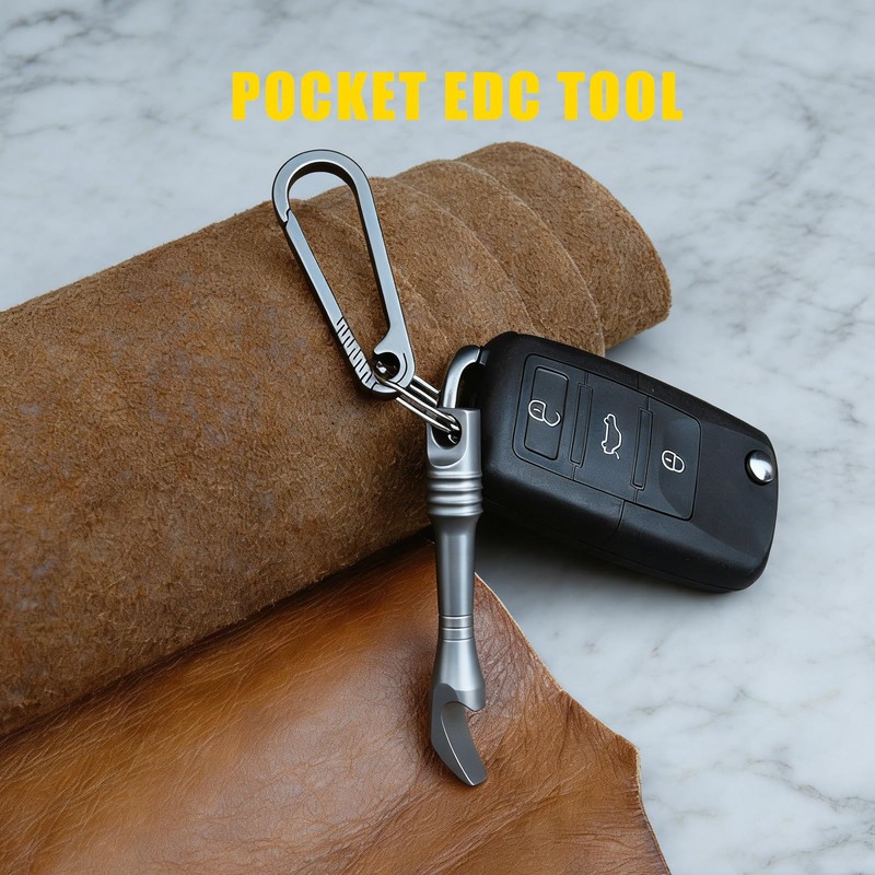 Titanium EDC Pry Bar, Multitool with Keychain Hole, for Opening