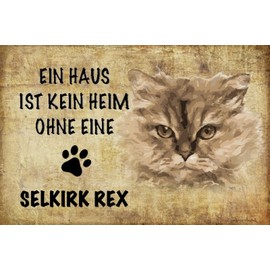 Ontrada Holzschild 20x30cm Selkirk Rex Katze ohne kein Heim Holz Schild
