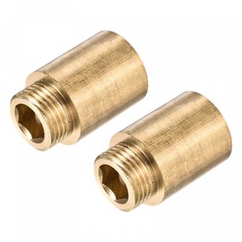 sourcing map Brass Extension Pipe Fitting 30mm G1/2 Female to G1/2 Male Thread Reducer Coupling Adapter Connector Pack of 2