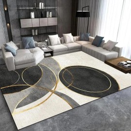 Modern Light Luxury Large Carpet for Living Room Home Decoration Sofa Area Rugs Non-slip Bedroom Rug Washable Door Matsize: 120*180cm, color: Golden black and white