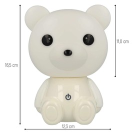 Westcott Lightbuddies Lampe Bär Bruno, LED-Nachtlicht für Kinder mit Akku & USB-Ladekabel, dimmbar, creme weiß, E-88002 00