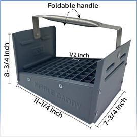 American Built Pro Plastic Nipple Caddy Fits 1/2" Size Plumbing Nipple, Holds 77 Pcs, Made with HDPE Plastic, Plumbing Tool Box, Grey Pipe Nipple Tray Size 11-1/4″ x 7-3/4″ x 8-3/4″