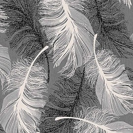 CWV Wallcoverings Feather Wallpaper Glitter Effect Textured Monochrome Grey Black White