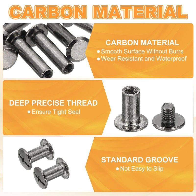 PATIKIL Chicago Screws, 60set M5 x 10mm Carbon Steel Phillips