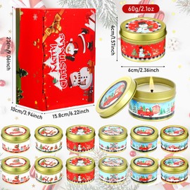 MTLEE 24 Pcs Christmas Scented Candle Bulk Christmas 2.1OZ Mini Soy Wax Candle Gift Set Aromatherapy Jar Candle for Christmas Party Women Mom Friend Grandma(Santa)