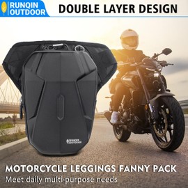 Motorcycle Waist Drop Leg Bag - Expandable Big Capacity Druable & Waterproof Tactical Fanny Pack, Multi-Pocket Storage Hip Thigh Bag for Cycling Hiking Climbing, Men and women, Black, M, Fashion