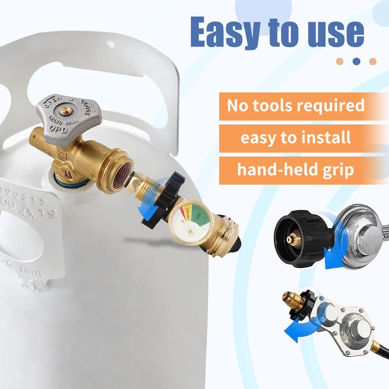 Aekops Propane Tank Adapter with Gauge Converts POL LP Tank