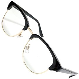 Berkut 1040102 Fully Modeled Date Glasses, Sunglasses, Colored Round, Lightweight, Fatigue-Resistant, Eye-friendly Lenses, Black gold × clear