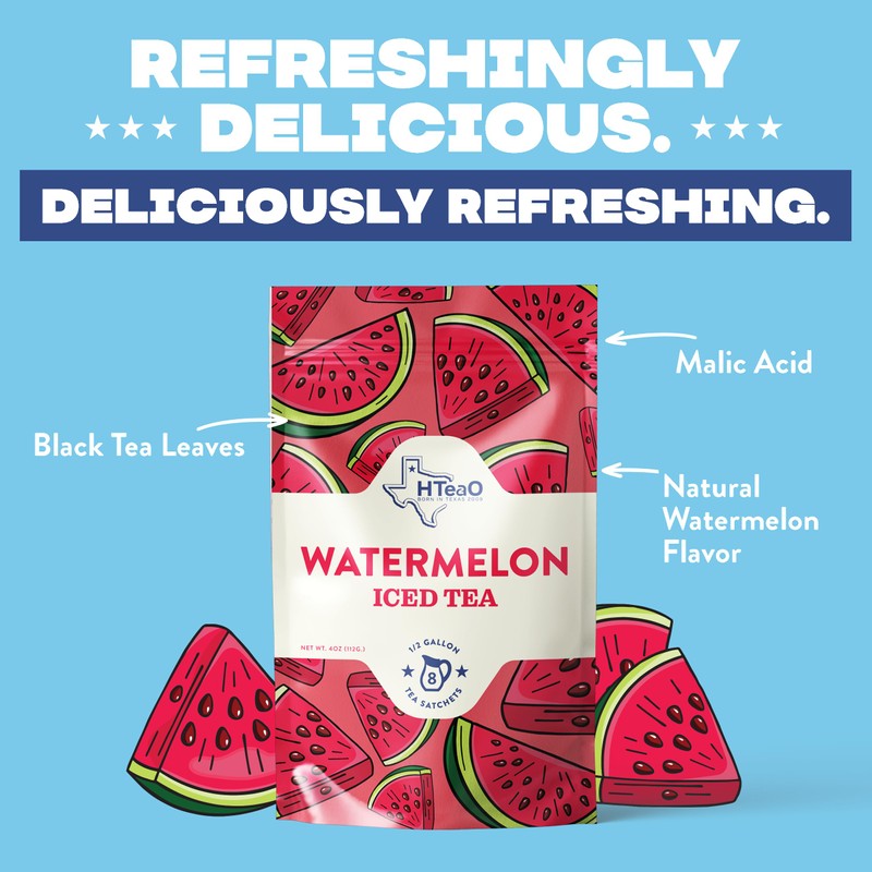 HTeaO Watermelon Texas-Style Flavored Iced Tea Bags for Summer –