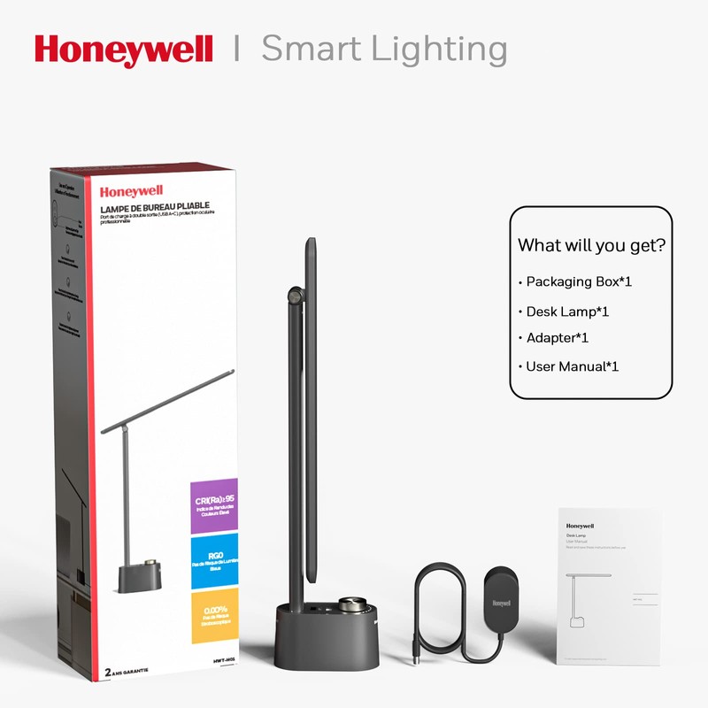 Honeywell Desk Lamp Home Office - LED Lighting with Charging