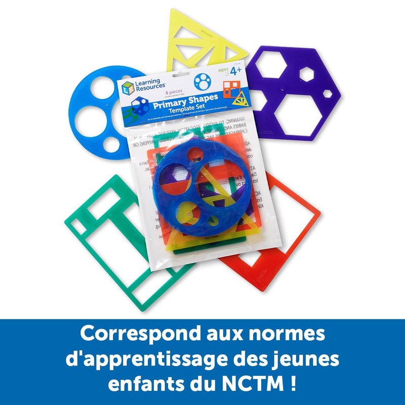 Learning Resources Primary Shapes Template Set, Geometric Shapes, Tracing Helper,