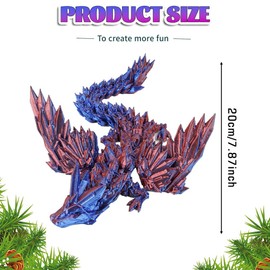 3D Printed Dragon, 3D Dragon Figures Crystal Dragon, Gem Dragon Action Figures, Gem Dragon Figure, Gift for Birthday, Figurine Decor Kids and Adults, Home Decoration Gift (Blue)