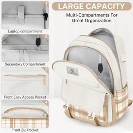 ZHIMEBYE School Backpack for Girls - 4PCS Cute Girls Backpack with Lunch Box Set for Teens Women College, Middle & High School Bookbag Daypack with Aesthetic Design - 18″ Large Capacity (Age 12-25)