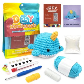 KIWOP Kit de Crochet para Principiantes, Kit de ganchillo para principiantes con Video Tutoriales de Tejido, 40% Más Paquetes ce Materiales, Suficientes para Múltiples Experiencias, Aptos para Principiantes y Amantes de Los Textiles Hechos a Mano(Ballena