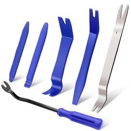 Etre Jeune Auto Trim Removal Tool Kit, 6 PCS Plastic & Metal Pry Tool Set, Car Door Panel Clip Revmoal Tool, Fastener Remover to Dad Gift for Father's Day, Blue