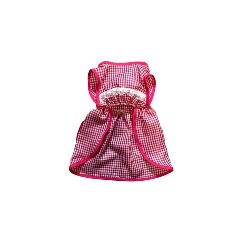 Genérico Mandil para Perro Estilo Doñita, Disfraz Dogñita Cuadros Rosa
