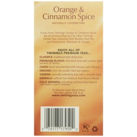 Twinings of London Orange & Cinnamon Spice Herbal Tea Bags, 20 Count