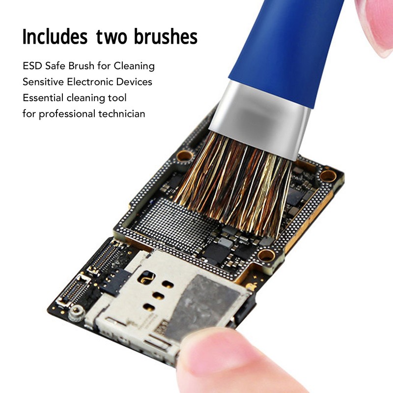 2Pcs Motherboard IC Cleaning Brush Double Head Antistatic Brushes for