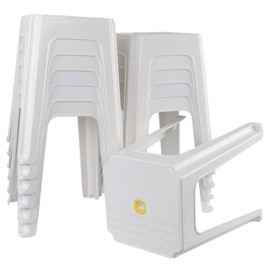 Tstorage 12 Packs 18.7" Height Square Plastic Stool, Stackable Plastic Seat Stool, Backless Plastic Stools, White