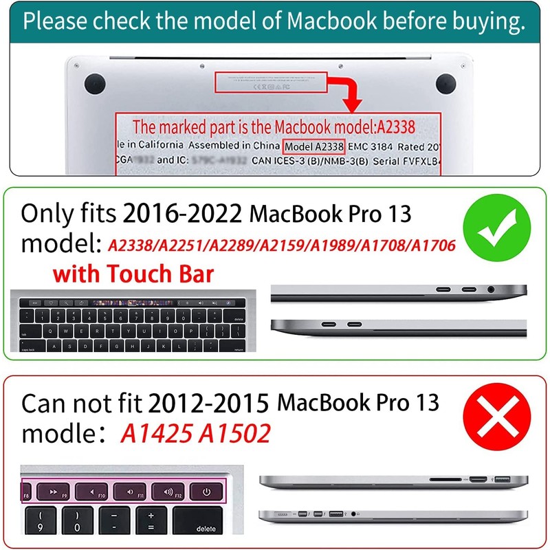Teryeefi for M1 M2 MacBook Pro 13 inch Case 2022