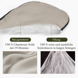 LILYSILK 100% Pure Silk Sleeping Mask Blindfold Natural Silk Filled Eye Cover Soft Skin-Friendly Sleeping Eye Mask with Adjustable Strap for Women and Men Grey