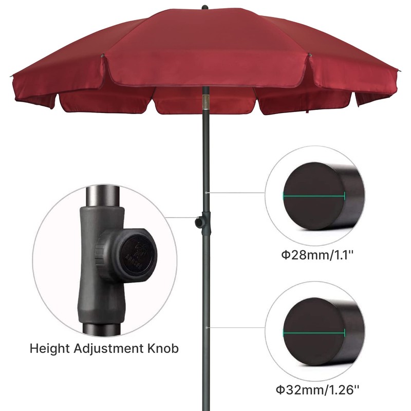 AMMSUN Patio Umbrella, 6.5 ft Outdoor Table Umbrella with Tilt
