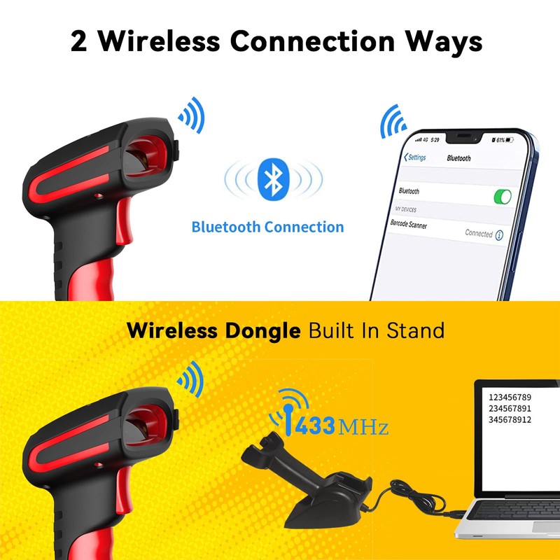 Alacrity Upgraded 2D Industrial Barcode Scanner with Wireless Charging Stand,