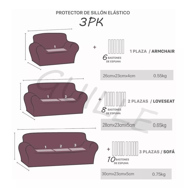 Traje de sofá Protector Cubre Sala Ajustable Stretch Fit Elástico