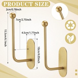 CroBlissful 2 Pcs Adhesive Curtain Holdbacks No Drill Curtain Holdbacks Curtain Tie Backs Retro Window Hook for Drapes Home Decor (Gold)