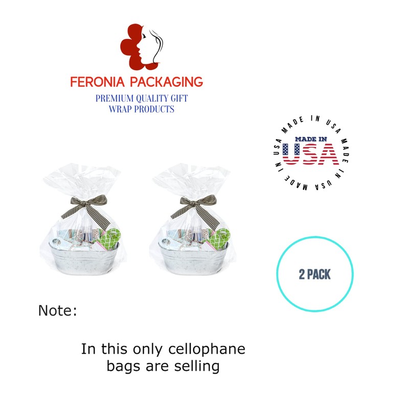 Feronia Packaging Gift Wrap Round Bottom Cellophane Bags 2 Pack