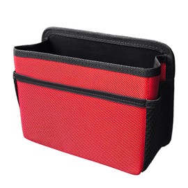 GAOLAOSY Car Trash Can, Foldable Waterproof Leather Trash Bin Garbage Organizer, Multi-Pocket Mini Hanging Storage Container, Universal Auto Interior Accessories for Cars, SUVs, Trucks (Red)