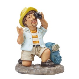 Hobbyfun Tourist with Backpack Kneeling Figure Decoration 8 cm Miniature Hiking Holiday