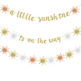 Sunshine 1st Bday Decor Gold Glitter A Little Sunshine is On The Way Banner for First Trip Around The Sun/You are My Sunshine Themed Baby Shower Gender Reveal 1st Bday Party Supplies Decorations