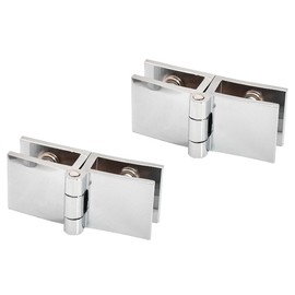 2 Pieces Glass Door Hinge Adjustable Double Clamp Hinge 180 Degree Cupboard Showcase Cabinet Door Hinge Glass Clamp Shower Door Hinge Glass Door Clamp Fits for 5-8mm Glass Thickness, Silver