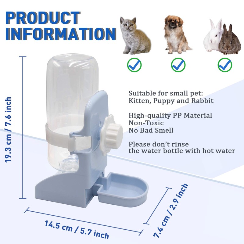LLSPET Rabbit Water Bottle Suspension Water Dispenser for Mini Pet