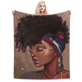 Abucaky - Manta de forro polar para niña afroamericana, ultra suave, acogedora, manta de franela decorativa para el hogar, cama, sofá, silla, viajes, 60 x 50 pulgadas