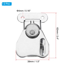 PATIKIL Spring Loaded Small Butterfly Twist Latch 2.4"x1.5", 2 Pack Steel Twist Latch and Keeper Toggle Clamp Metal Hardware for Case Box Chest Closure, Silver Tone