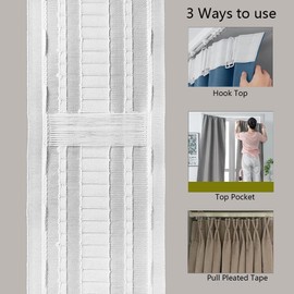 WANYI Curtain Tape for Sew-On 85 mm Wide Universal Loop Tape Universal Tape Pleated Tape for Curtains Ruffle Tape with Loops (3 m)