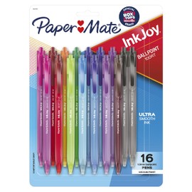 Paper Mate InkJoy 100RT Retractable Ballpoint Pens, Medium Point (1.0mm), Assorted, 16 Count