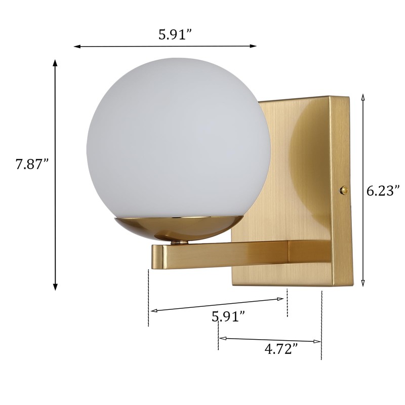 Popity home Gold Mid Centry Modern Wall Sconce, Globe Wall