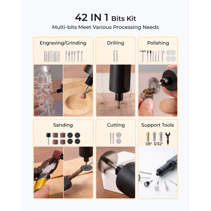 xTool Selected Engraving Pen, 42-in-1 Tool Kit, Cordless Engraver and