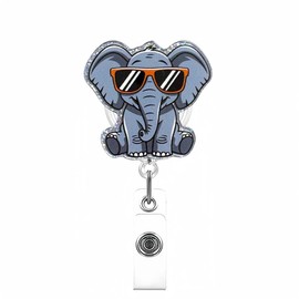 Glitter ID Badge Reel Badge Holders ZWENJIE Cool Elephant Retractable Credit Card Holder with 360°Claw Clip for ID Card Holder Key Cute Holders Reel Holiday and New Season Decorations