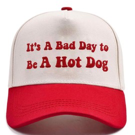 Funny Trucker Hats Embroidered Snapback Hat for Women It's A Bad Day to Be A Hot Dog Hat Gag Gifts Baseball Cap Red