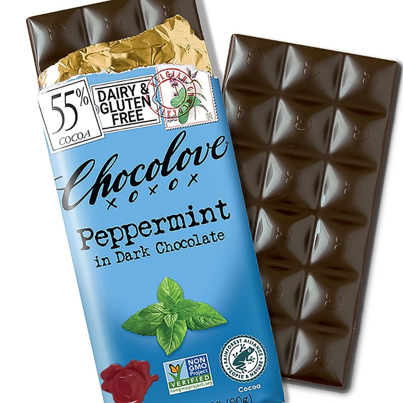 Chocolove Peppermint in Dark Chocolate, 55% Cacao | Pack of