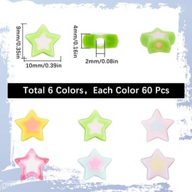 SUNNYCLUE 1 Box 360Pcs Star Pony Beads Bulk Acrylic Star Shape Beads Mixed Color 10mm Pentagram Five Point Shape Stars Spacer Bead for Jewelry Making Charms Bracelets Necklace Earrings DIY Crafts
