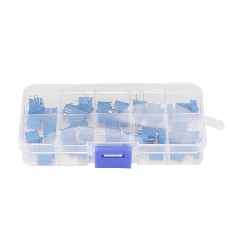 Trimmer Potentiometer Kit, 50 Pieces 10 Values Multiturn Variable Resistance