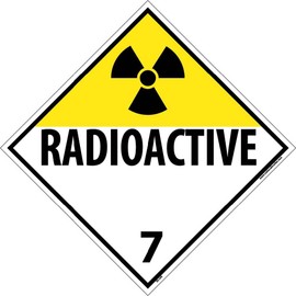 NMC DL16R RADIOACTIVE Placard - 10.75 in. x 10.75 in. Rigid Plastic Class 7 Dot Placard Sign with Black Text on White Base