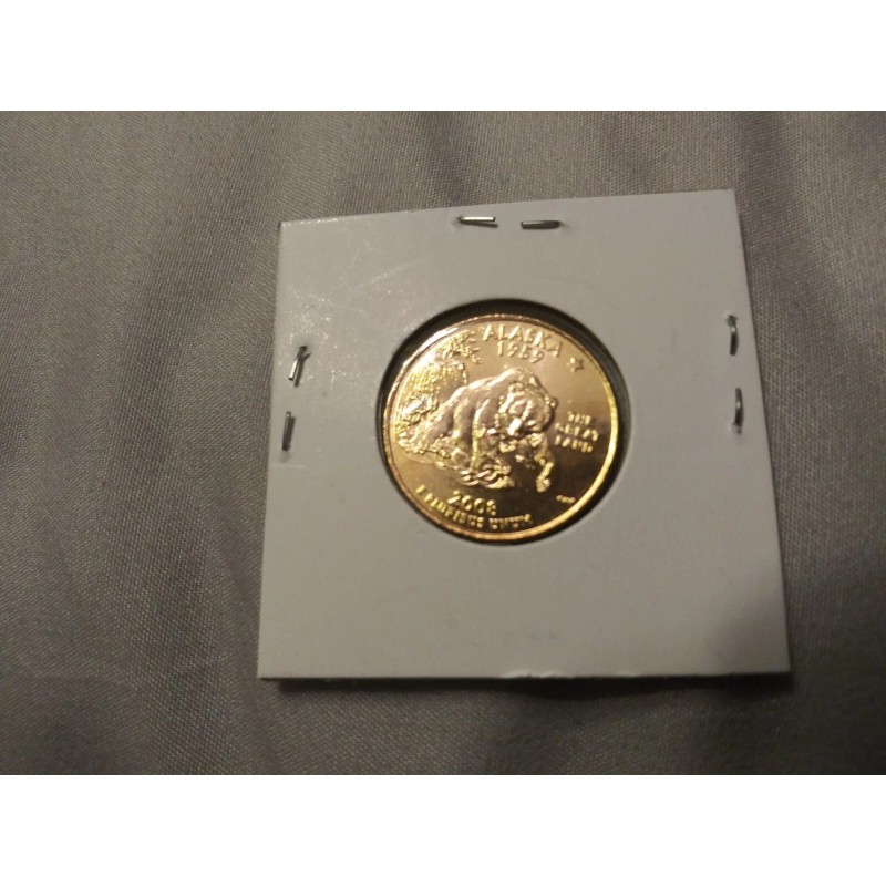 STATE QUARTER ALASKA P--GOLD PLATED--FREE SHIP 2008 BU