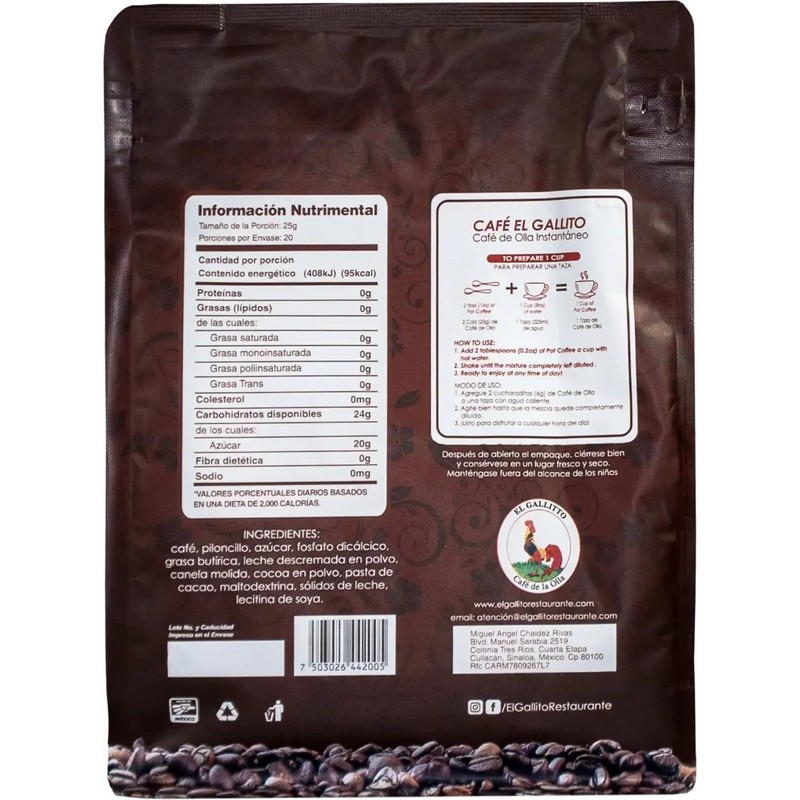 Cafe De La Olla Soluble El Gallito